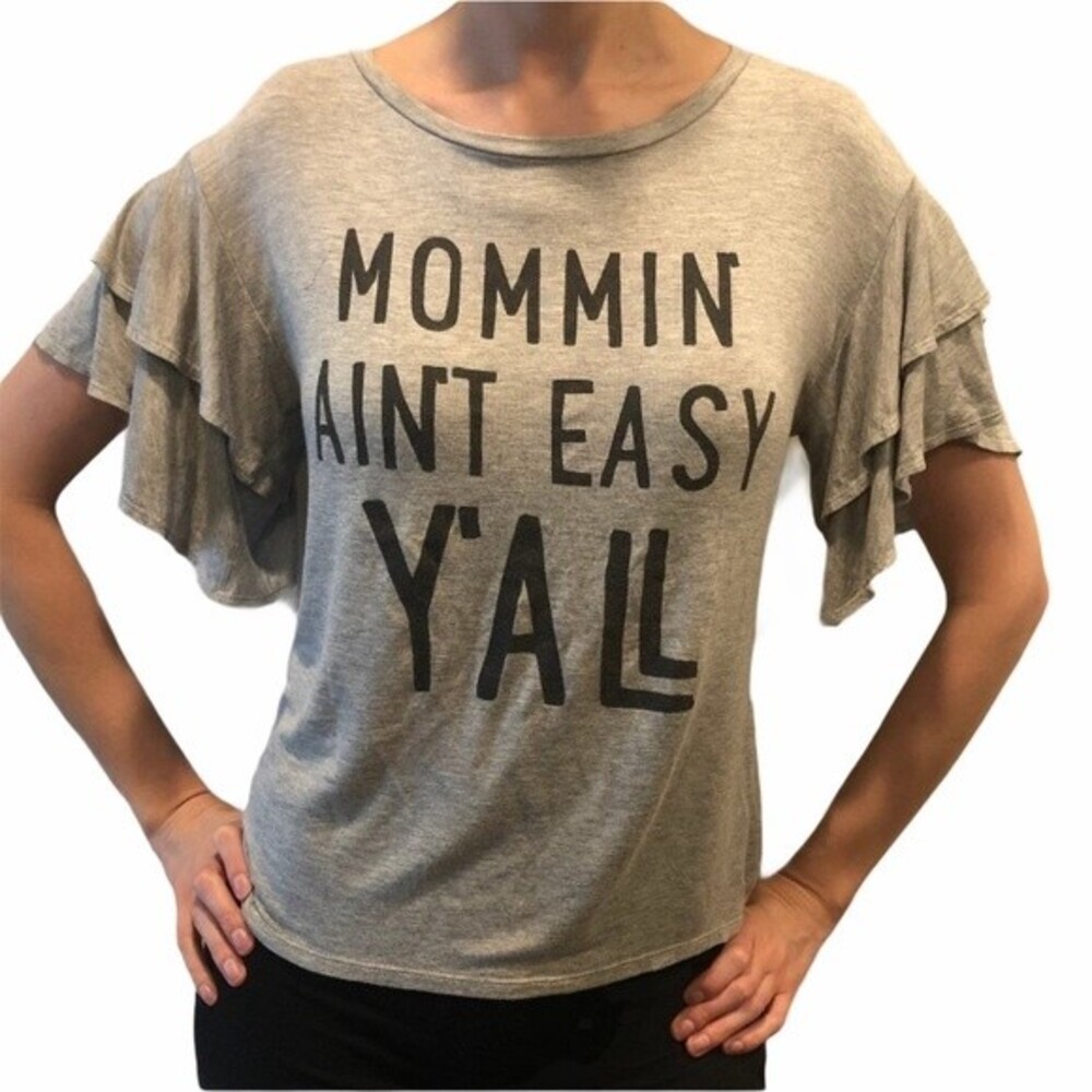 Alya Francesca’s Mommin’ Ain’t Easy Y’all Ruffle Sleeve Tee XS